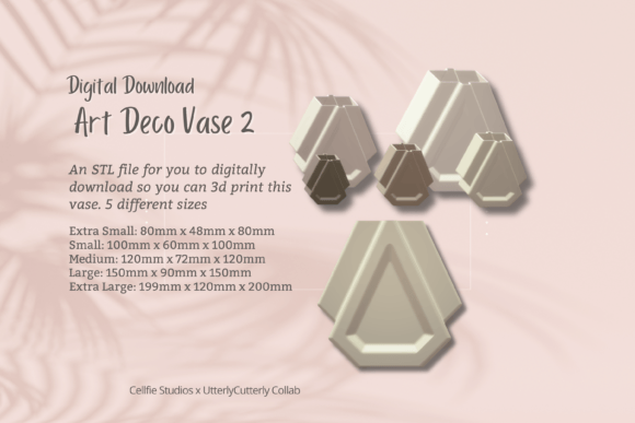 Art Deco 2 Vase STL: Modern Vintage Home Decor