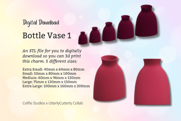Bottle 1 Vase STL File: Modern Digital Download