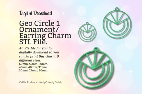 Geo Circle 1 Earring Charm STL File - Di