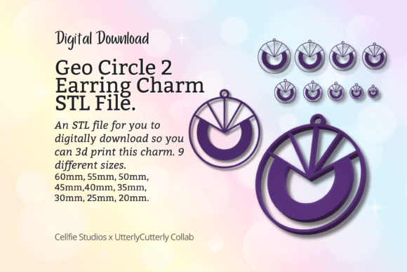 Geo Circle 2 Earring Charm STL File: Modern Jewelry Design