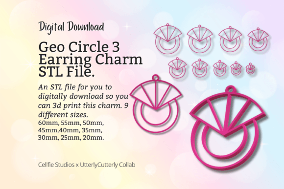 Geo Circle 3 Earring Charm STL File