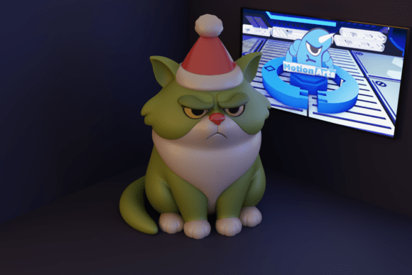 Grumpy Cat with Santa Hat: A Charming 3D Printable Model