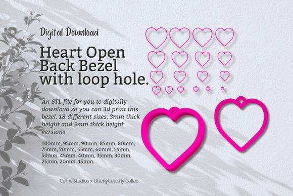 Heart 1 Open Back Bezel STL File: Create Custom Resin Jewelry
