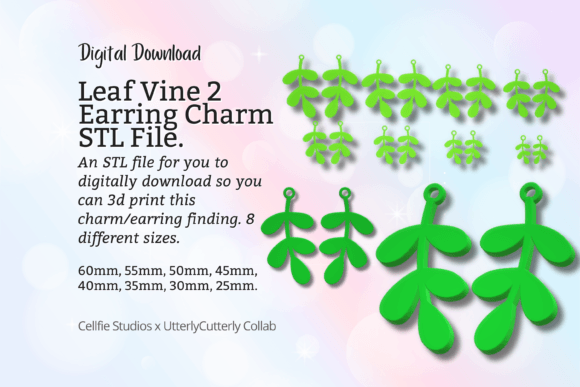 Leaf Vine 2 Earring Charm STL File