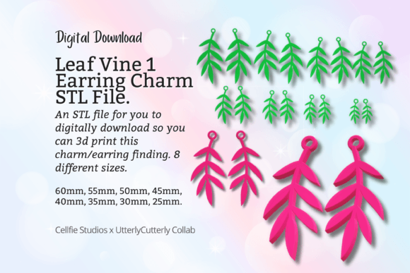 Leaf Vine Earring Charm STL File