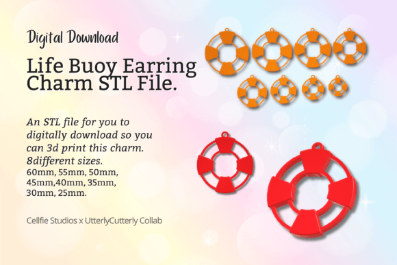 Lifebuoy Earring Charm STL File: Digital Design for Modern Makers