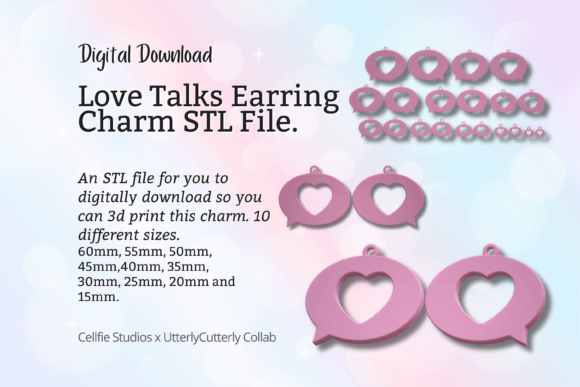 Love Heart Talk Earring Charm STL File - Create Unique Gifts