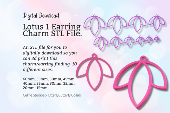 Lovely Lotus Earring Charm STL File for Creative Projects