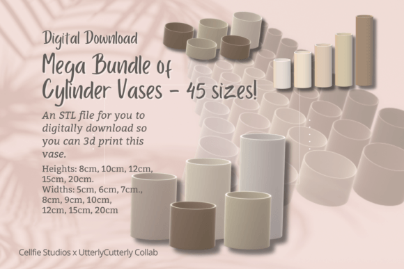 Mega Bundle Cylinder Vase STL File - Dig