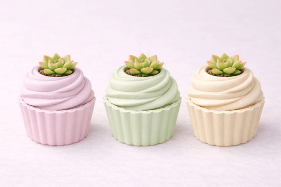 Mini Cupcake Planter STL: Sweet Tiny Desk Decor