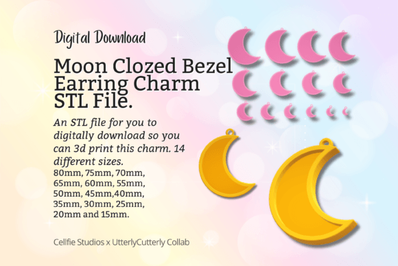 Moon 1 Closed Back Bezel STL: Print Your Own Jewelry