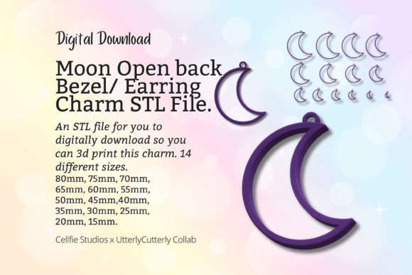 Moon Earring Charm STL File: Your Digital Design Solution