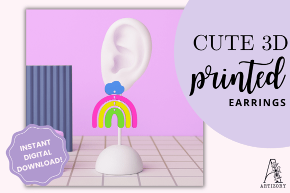 Rainbow Cloud Earring STL Files