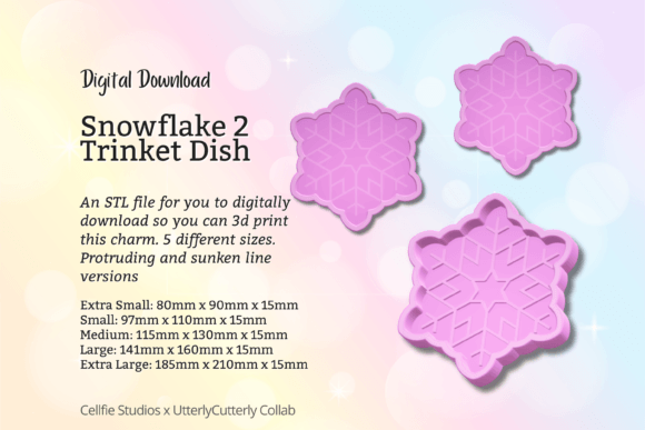 Snowflake 2 Christmas Trinket Dish STL F: Festive Digital Design