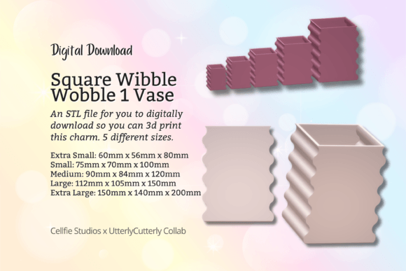 Square Wobble Vase 1 STL File - Digital Download