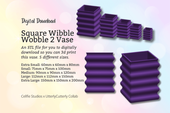 Square Wobble Vase 2 STL: Modern Vintage Style