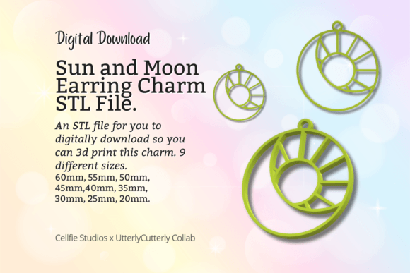 Sun and Moon Earring Charm STL File – Di