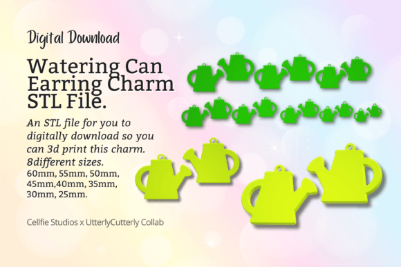 Watering Can Earring Charm STL File - Digital